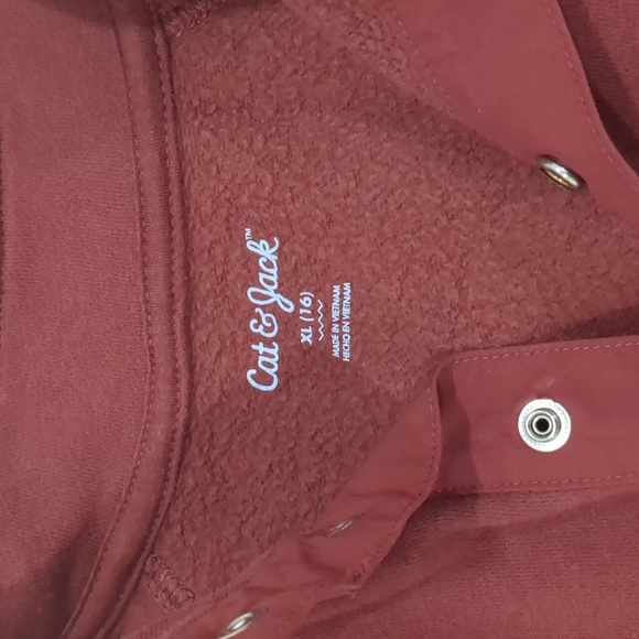 Kids Cat & Jack Sweater, size 16 or XL, maroon, half Button up - Picture 3 of 3